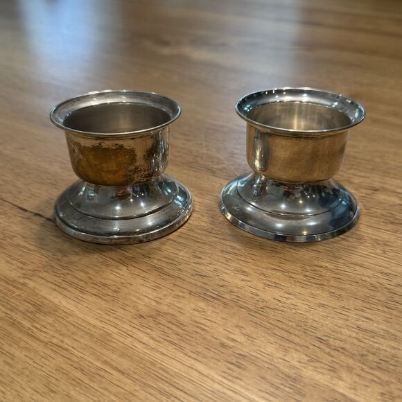 Taper/Tealight International Silver Co Silver Plate Candlestick Holders Set Vtg - Picture 1 of 12